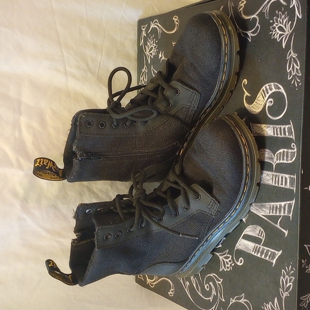 Dr. Marten's AirWair w/ Bouncing Soles girls, black, canvas boots, size 2